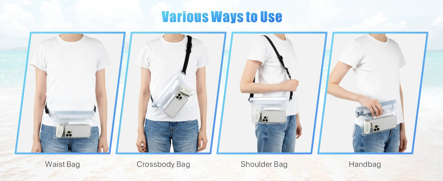 Waterproof Phone Pouch with Adjustable Waist Strap Dry Bag Keep Phone Valuables Safe for Beach Swimming Kayaking Boating Fishing