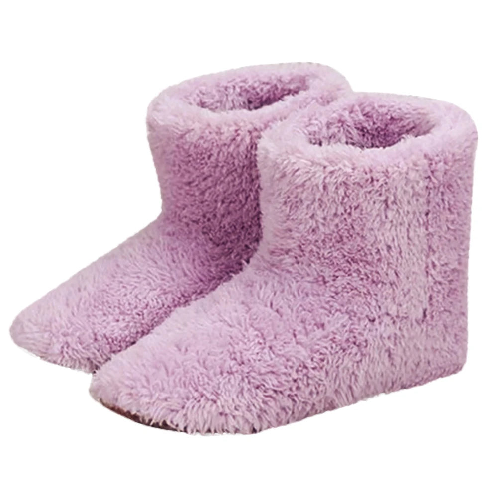 Women Men Electric Heating Shoes Washable USB Heated Shoes Comfortable Plush Snow Boots Washable Foot Warmer Slipper for Winter