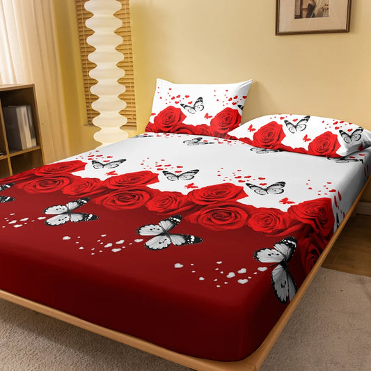 Floral & Butterfly Print Frosted Bedsheet – Soft Bedroom Bedspread (Pillowcases Excluded)