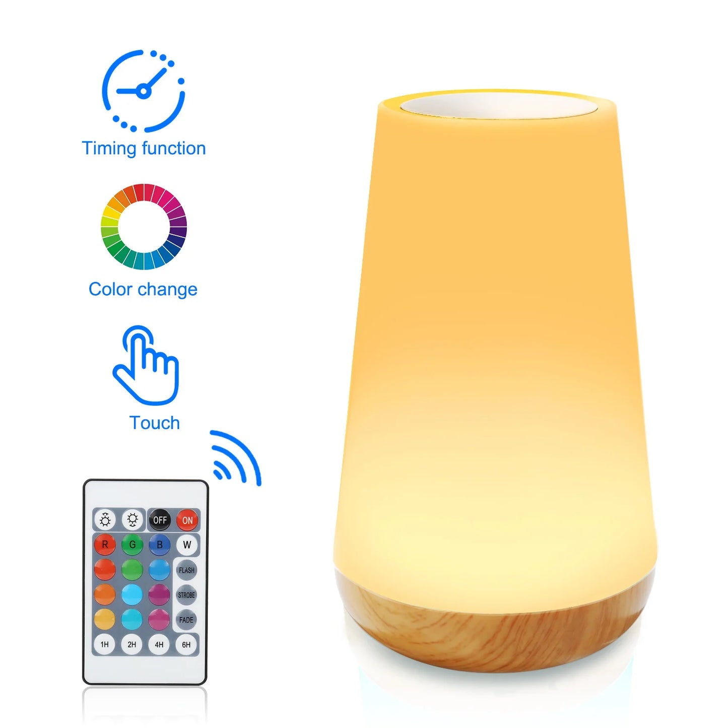 Dimmable Touch LED Table Lamp – 13 Colours & 5 Brightness Rechargeable Bedside Light