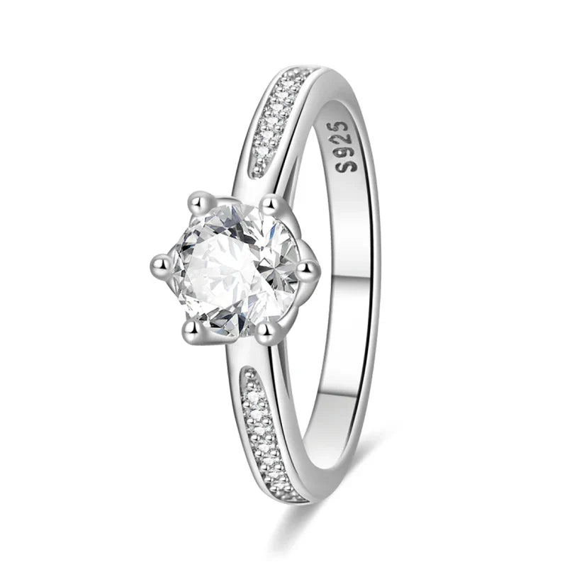 925 Silver Zircon Star Geometric Ring – Romantic Engagement Jewelry