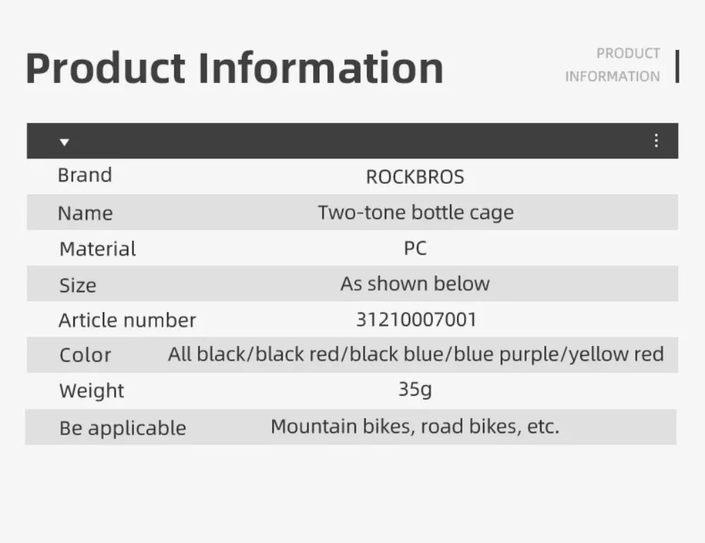 ROCKBROS Cycling Water Bottle & Cage Set – 750ml BPA-Free Sports Bottle