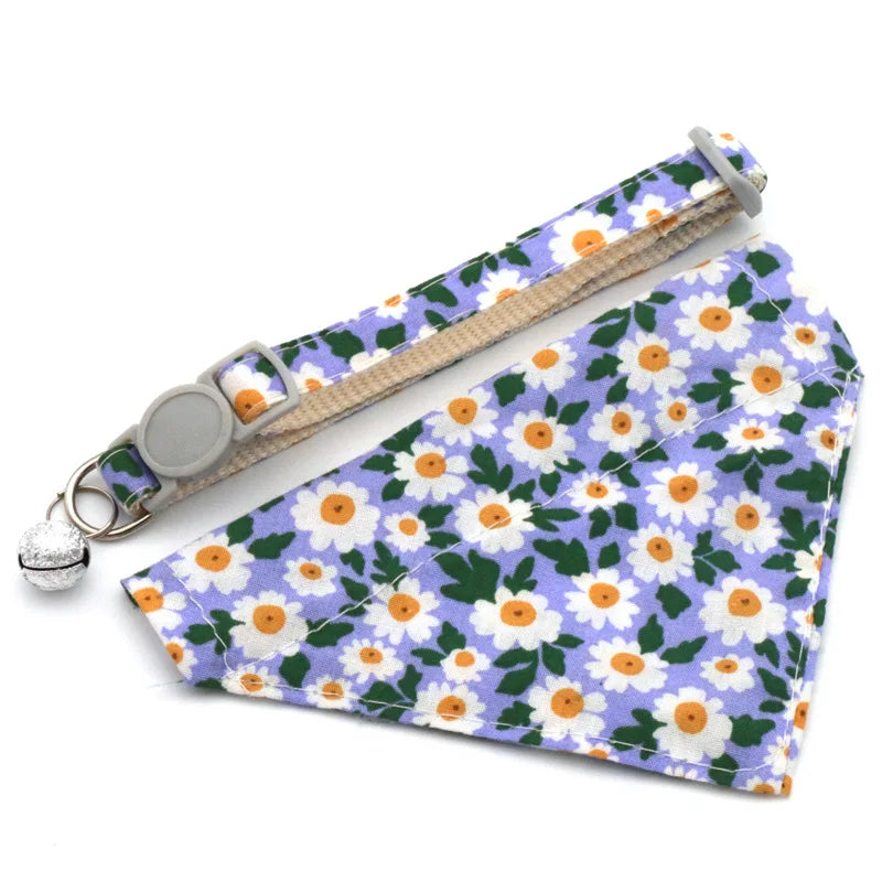 Little Daisy Breakaway Pet Collar & Bandana – Adjustable Kitten & Small Dog Scarf
