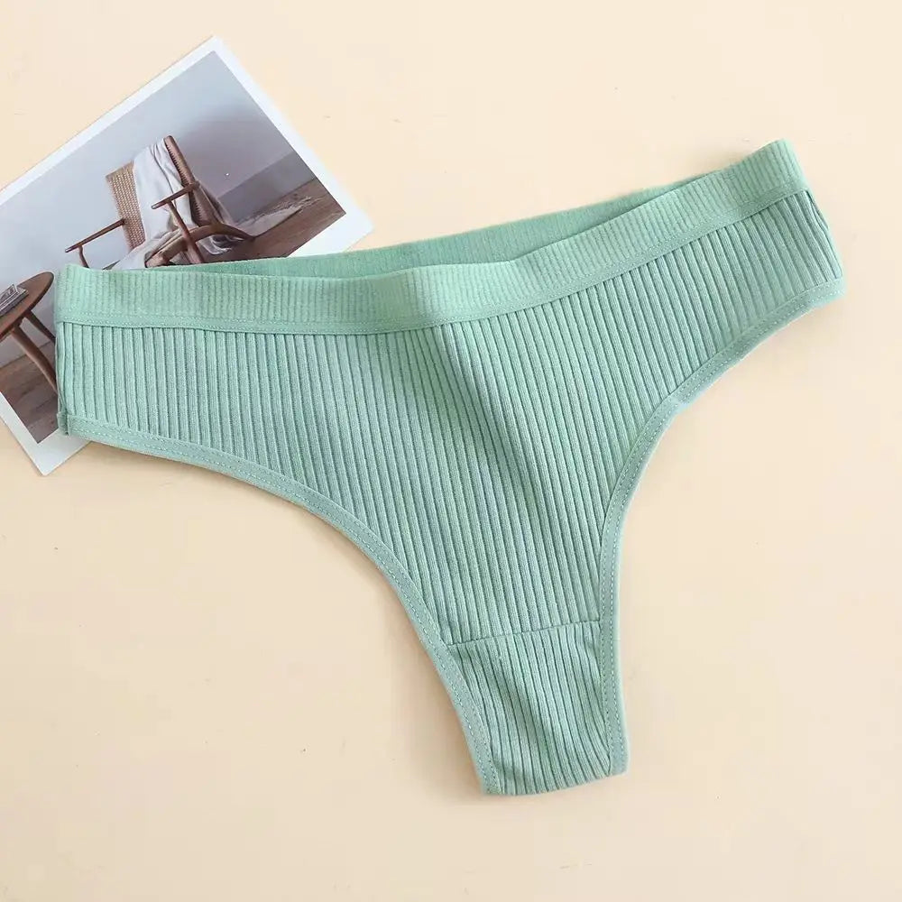 3Pcs/Set Thongs Women's Panties Striped Briefs Girls Solid Color Elastic Underwear Female Sexy Lingeries Hot Comfort G-string