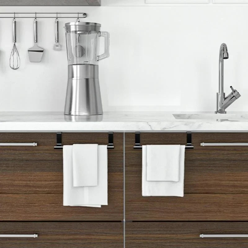 No-Punch Over-Cabinet Towel Rack – Steel Wire Bathroom Door Hanger