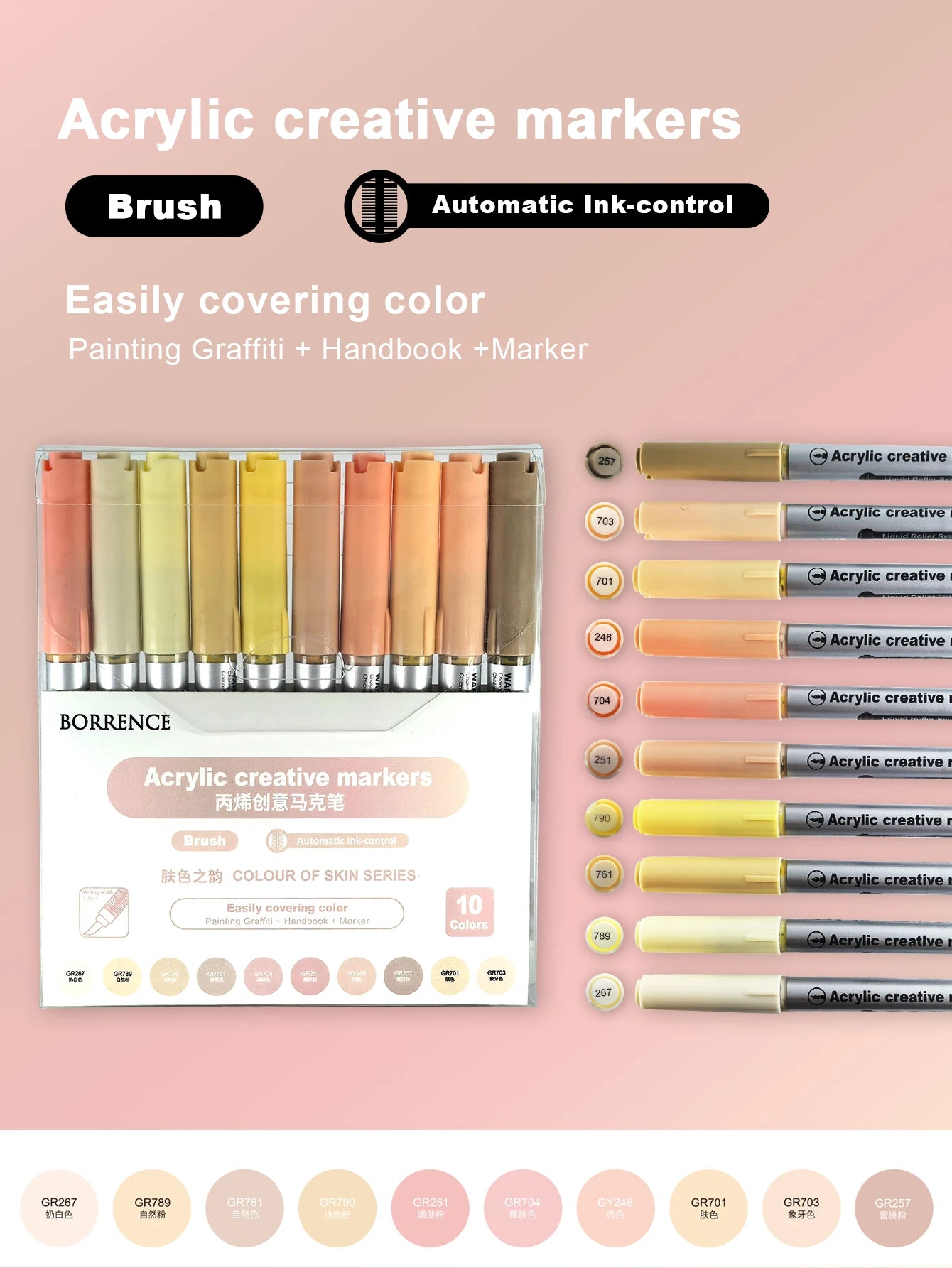 Borrence 120Colors/Bag Acrylic Paint Markers Direct Liquid Paint Marker Pen Set Automatic Ink Control System Art Markers Set