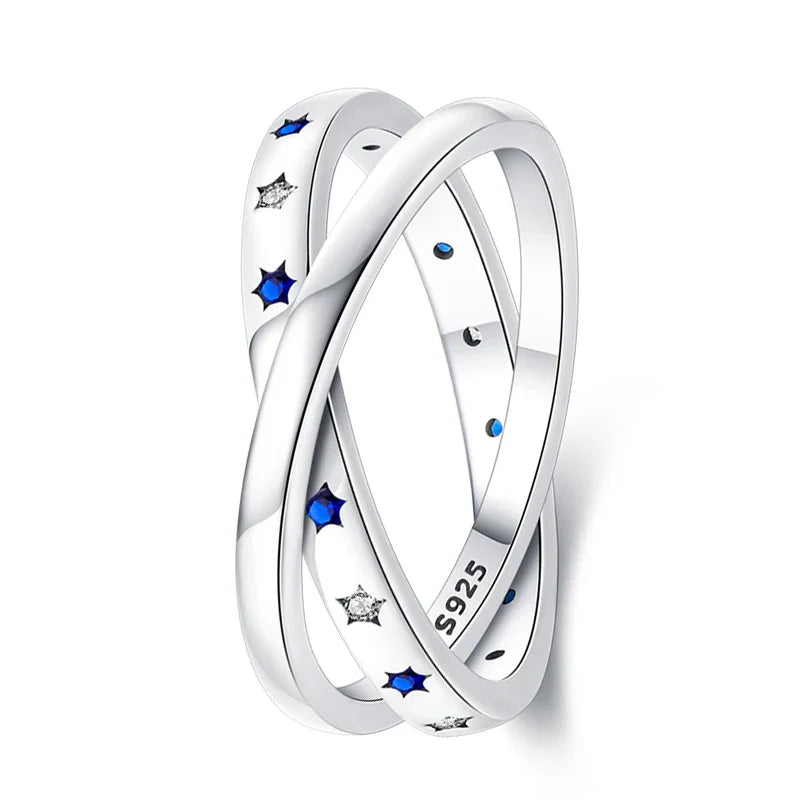 925 Silver Zircon Star Geometric Ring – Romantic Engagement Jewelry