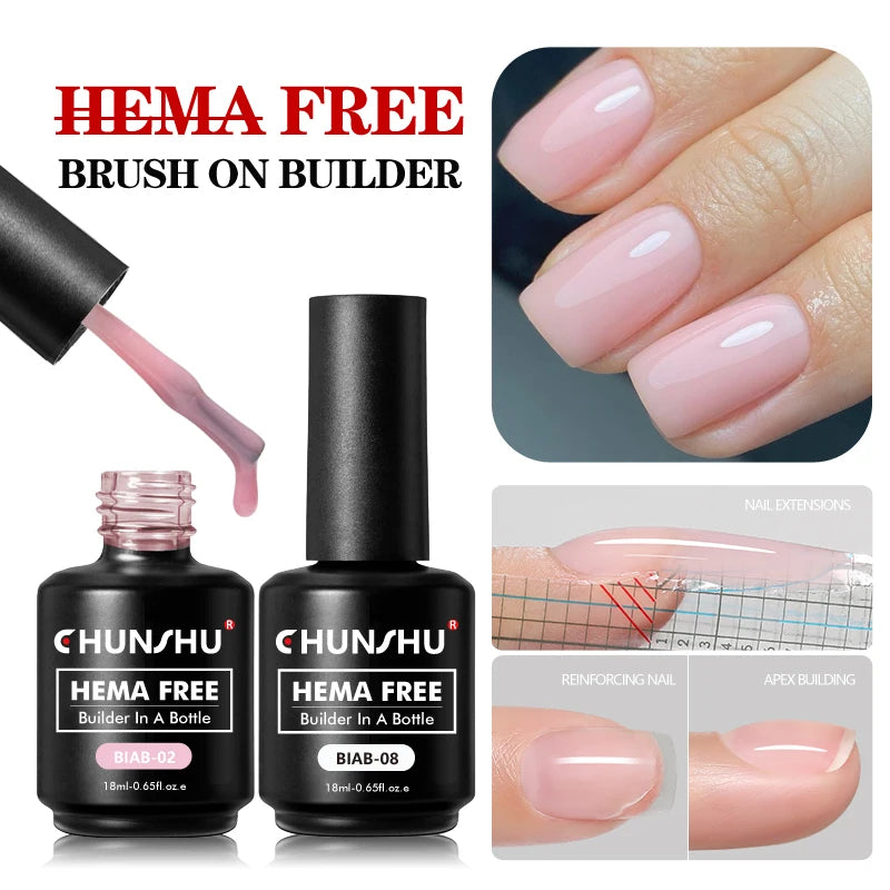 CHUNSHU Hema FREE Construction UV Gel 18ml Builder Nail Gel In A Bottle Semi Permanent Thick Rubber Base Gel Extension Nails Art