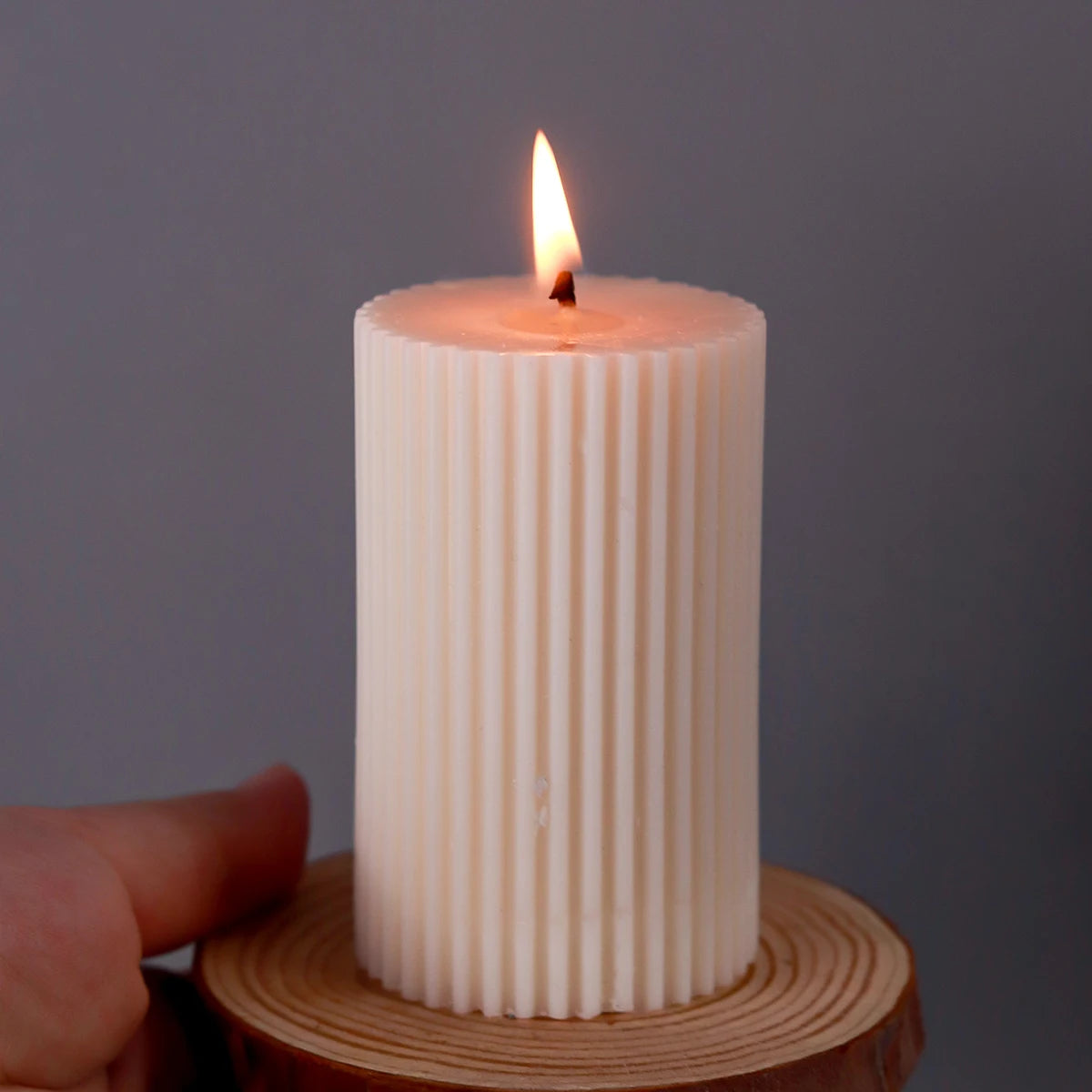 Classical Striped Cylindrical Silicone Candle Mould – DIY Pillar Wax Craft