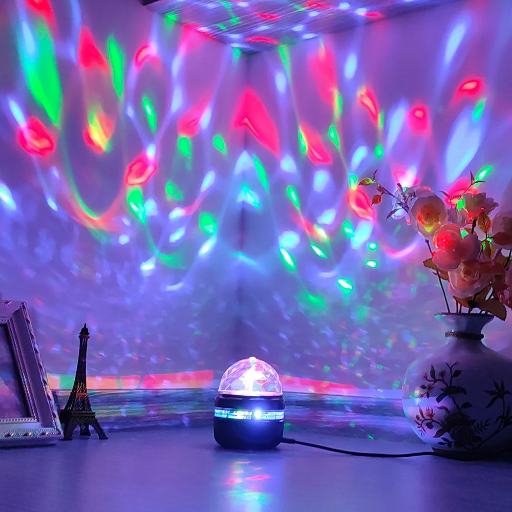 LED Starry Sky Projector – 360° Rotating USB Atmosphere Lamp for Bedroom & Events