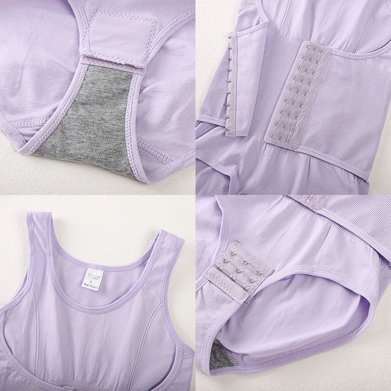 Double-Breasted Tummy Control Bodysuit – Postpartum Slimming Waist Trainer Corset