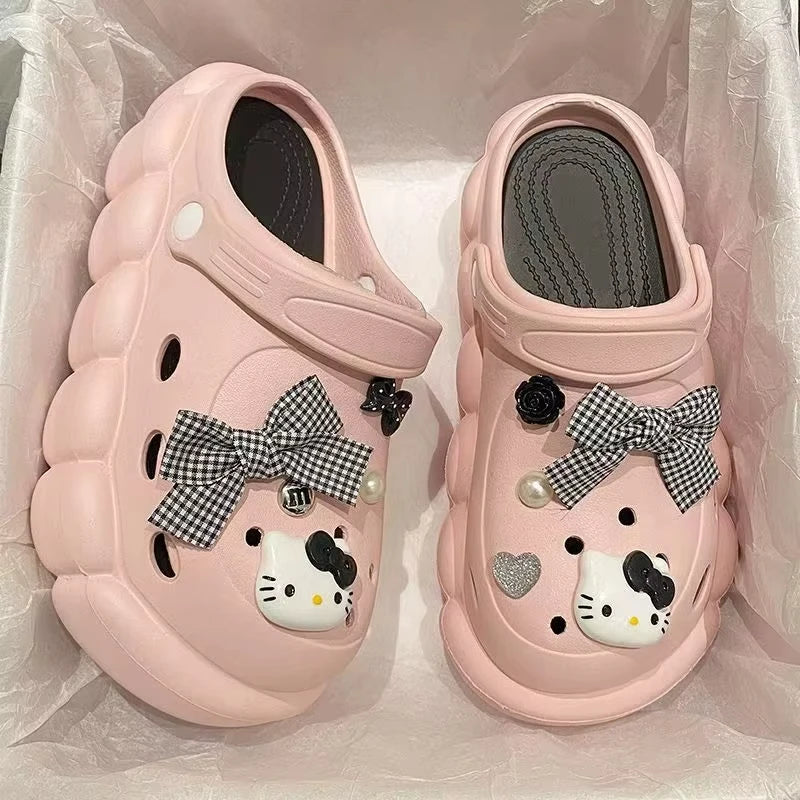 Hello Kitty Series Shoes Charms Bow Cartoon Anime Shoe Flowers For Clogs Sandals Diy Decoration Xmas Party Gifts Favors