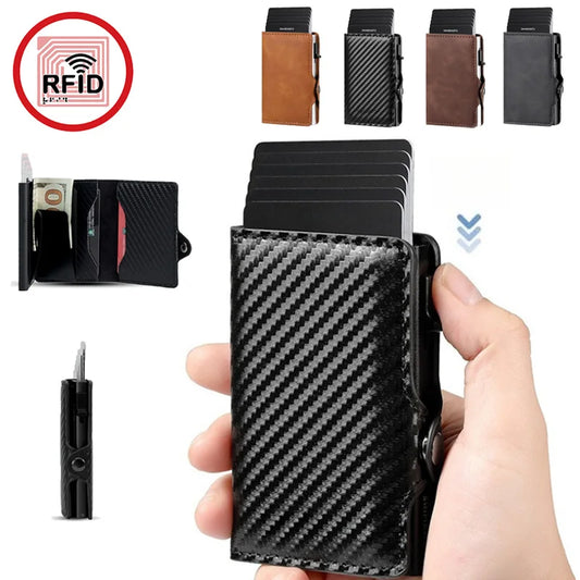 RFID Blocking Metal Pop-Up Card Wallet – Designer Business Card Holder
