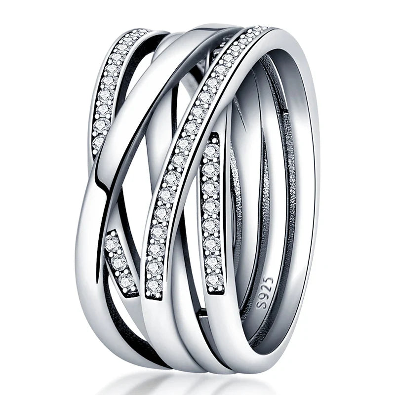 925 Silver Zircon Star Geometric Ring – Romantic Engagement Jewelry