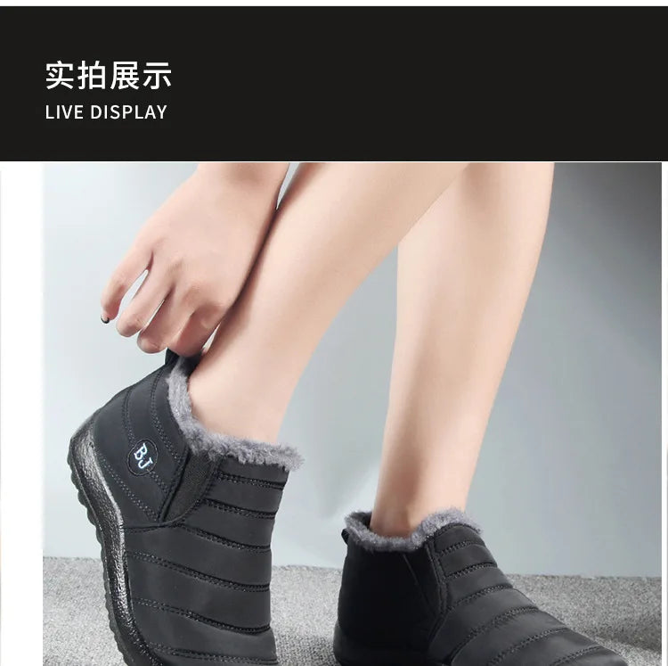 Snow Women Boots Fashion Unisex Shoes Slip On Platform Shoes For Women Ankle Boots Waterproof Plush Winter Shoes Botas Mujer