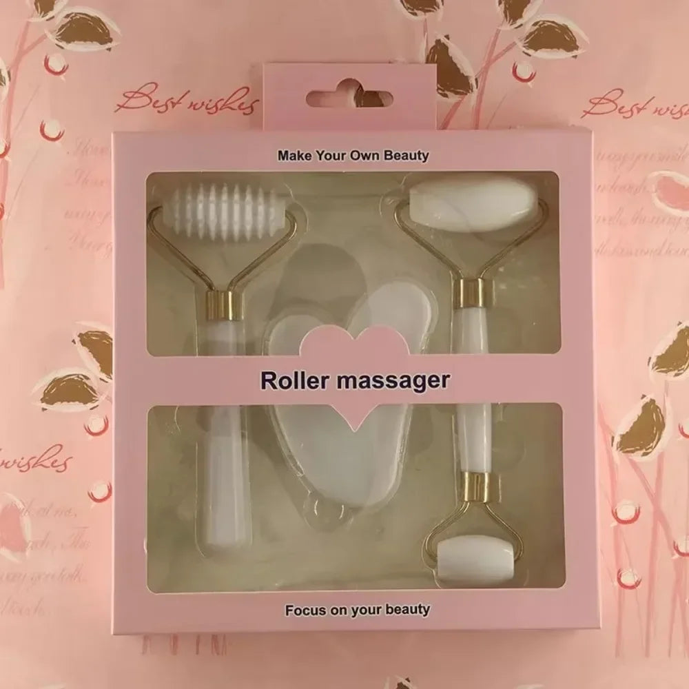 3-Piece Resin Gua Sha Facial Roller Set – Face & Body Massage Tools