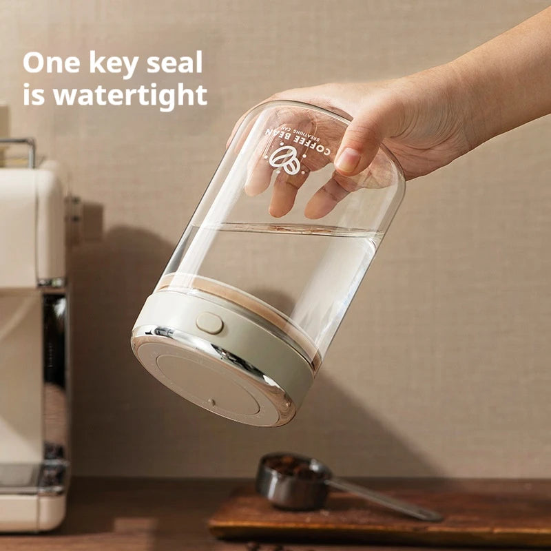 Vacuum-Sealed Coffee Bean Storage Jar with Date Tracker & Degassing Valve