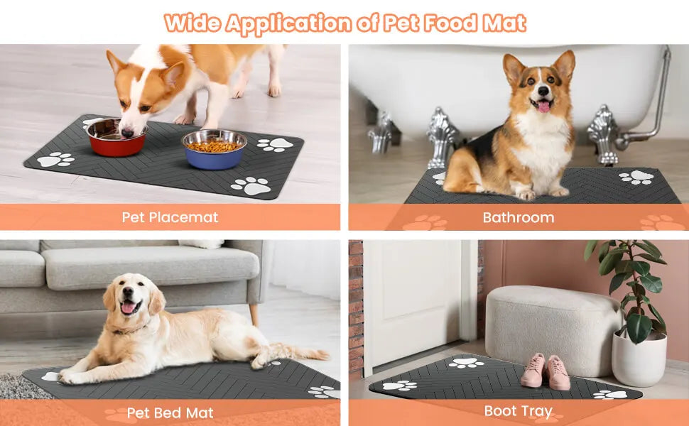 Absorbent Pet Feeding Mat – Waterproof Non-Slip Placemat for Dog & Cat Bowls