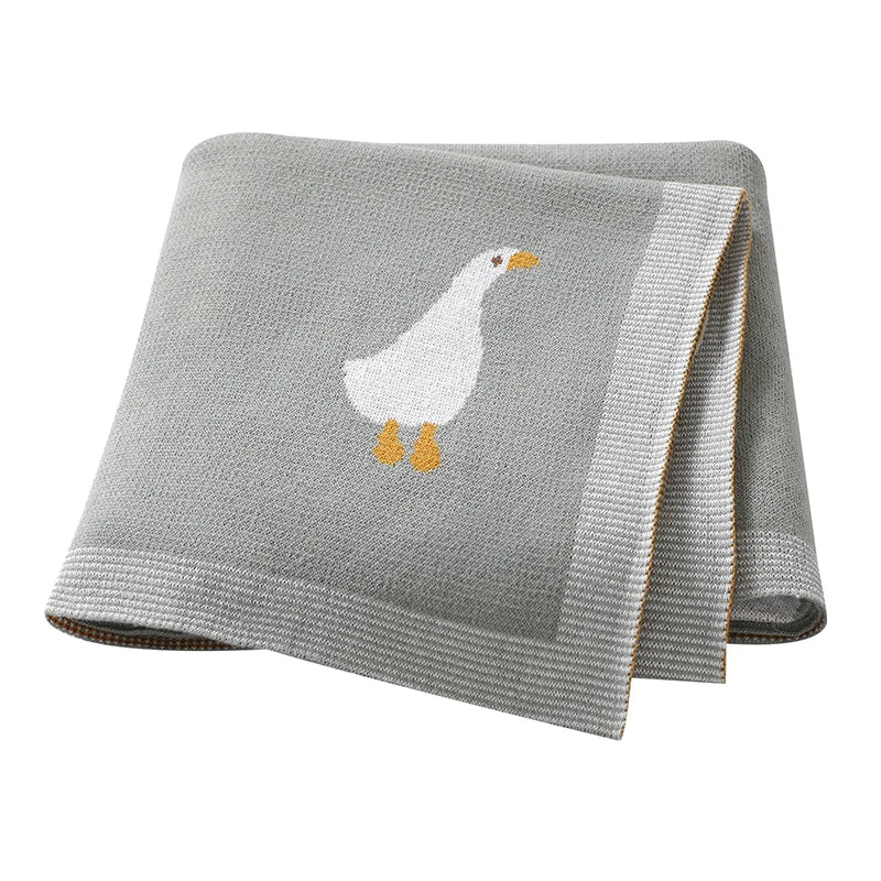 Baby Cotton Blanket Cartoon Goose Knitted Newborn Boys Girls Swaddle Wrap Plaid for Stroller Bedding 90*70cm Infant Sleeping Mat