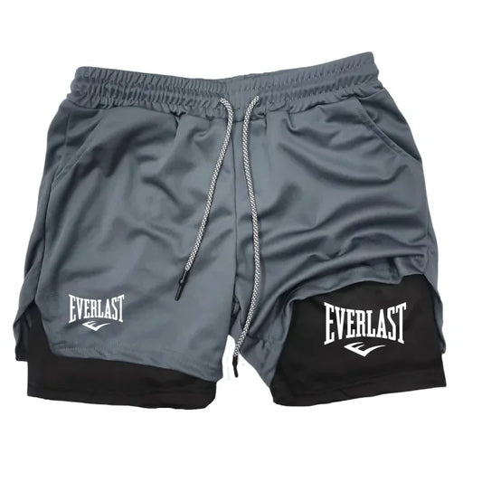 Men's 2-in-1 Running Shorts – Double-Deck Gym Fitness Sport Breathable Training Bottoms