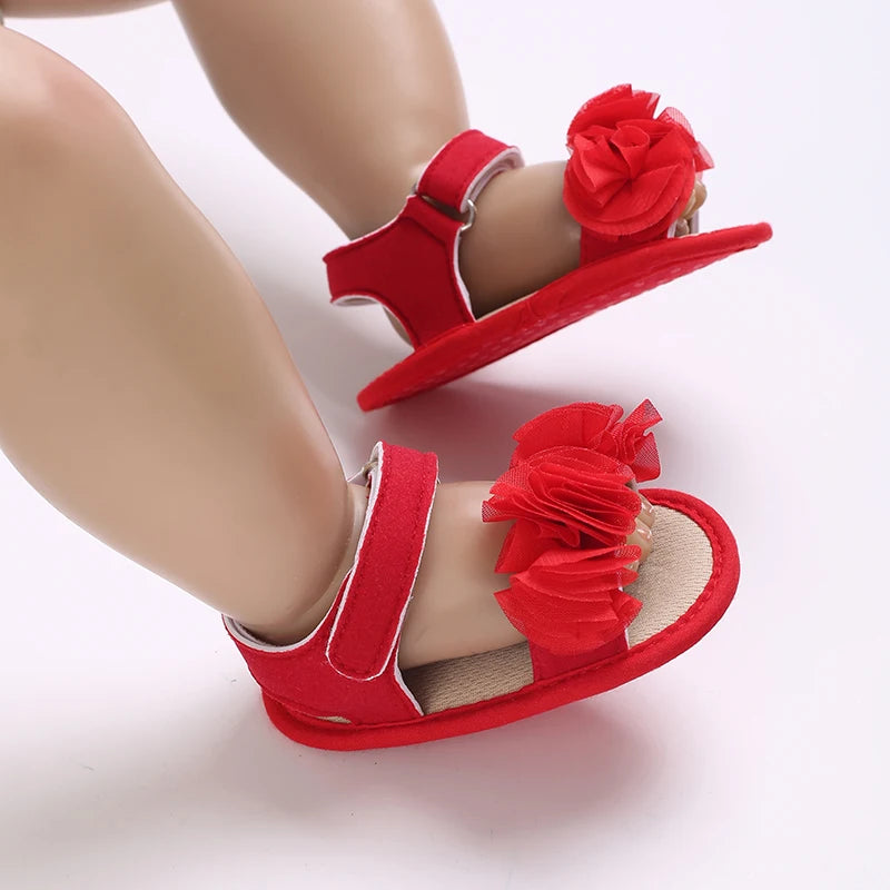 Baby Girls Sandals Soft Sole Summer Infant Wedding Dress Flat Shoes Beach Sandal Newborn Crib Shoes First Walkers