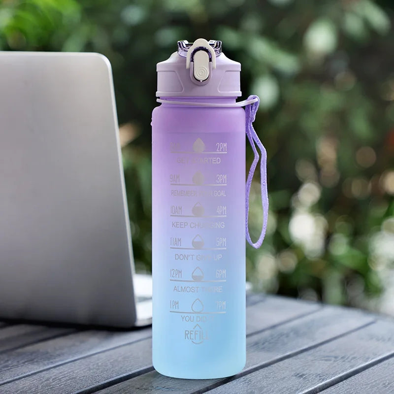 Sports Water Bottle with Time-Tracking Straw – Flip Lid, Leak-Proof, 750ml