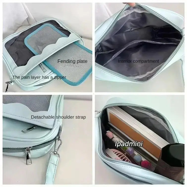 Japanese Harajuku Women's Ita Bag PU Transparent Pocket Itabag High School Girl Uniform JK Crossbody Shoulder Bag Handbag