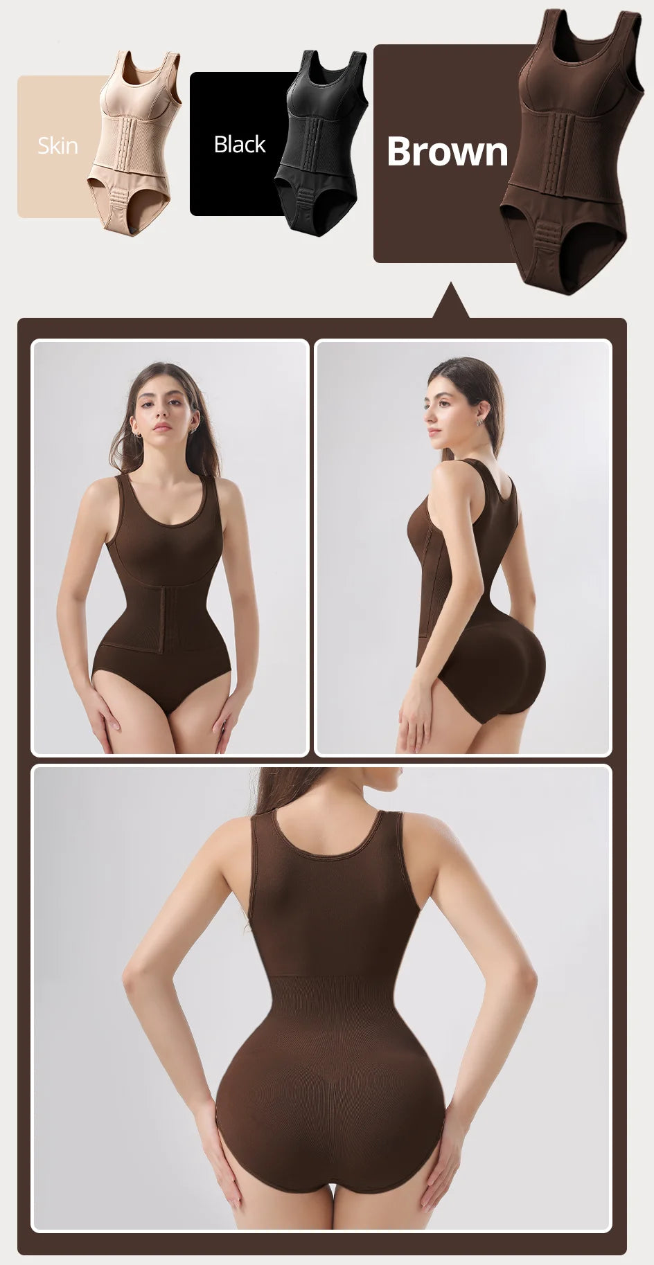 Women's Zippered Bodysuit Shapewear – Tummy Control Waist Trainer Corset Top