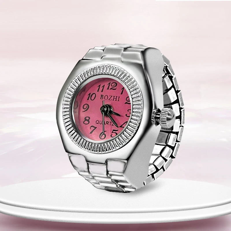 Vintage Y2K Finger Watch Rings for Women Men Elastic Stretchy Roman Quartz Mini Watches Rings Punk anillos Gift