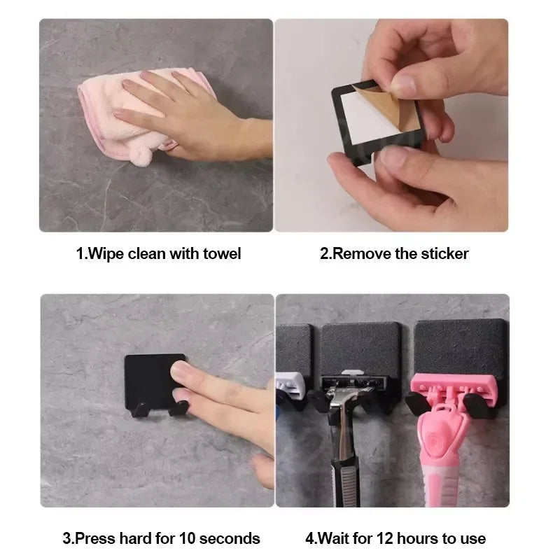 Bathroom Razor Holder Storage Hook Wall Men Shaving Shaver Shelf Punch Free Razor Rack Accessories Organization
