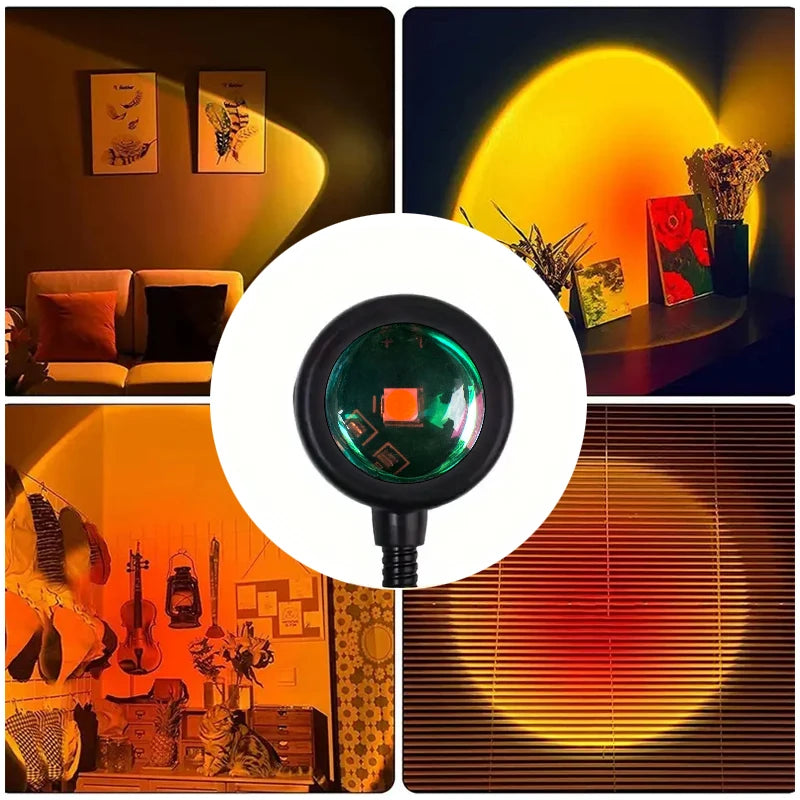 Sunset Projection Lamp — Rotating Rainbow Atmosphere Light for Home & Photos