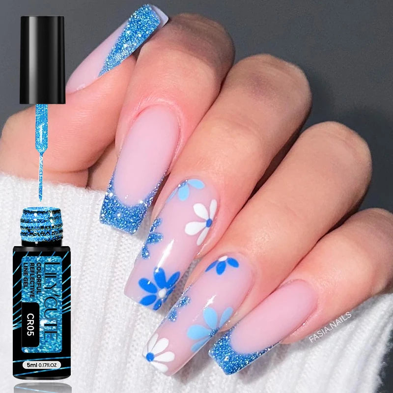 Gold Metallic Gel Nail Polish Liner – Super Bright Mirror French Stripe Nail Art