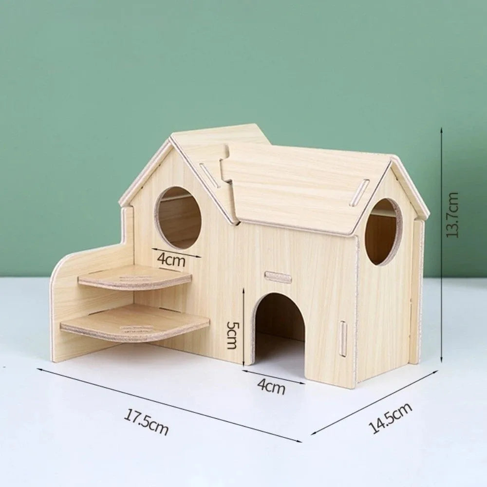New Wooden Hamster Villa Chewable Easy to Install Platform House Durable Cage Accessories Hamster Climb Pet Supplies