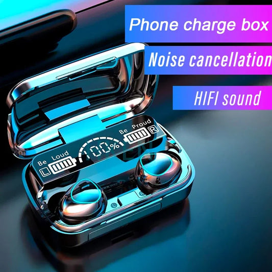 TWS M10 Wireless Bluetooth Earbuds – 9D Stereo LED Charging Case