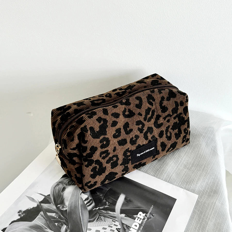 Leopard Print Large Capacity Makeup Bag – Lipstick Organiser Cosmetic Storage Pouch