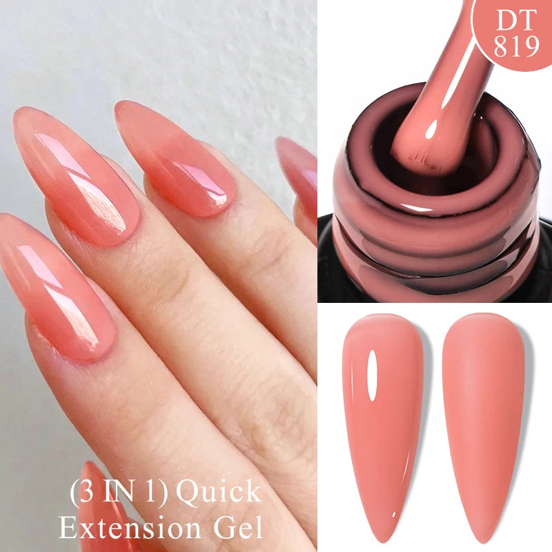 MEET ACROSS 7ml Quick Extension Gel Nail Polish Glitter Pink Gold Purple Milky White UV Gel Finger Prolong Varnish For Nails