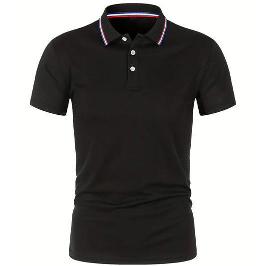 Men's Solid Colour Polo Shirt – Breathable Comfortable Summer Short Sleeve T-Shirt