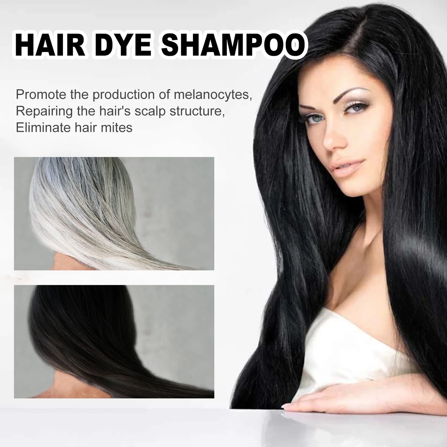 EELHOE 100ml Natural Plant Hair Dye Shampoo 3 in 1 Hair Color Shampoo for Gary Hair Quick Dark Black And Women Men Grey Coverage