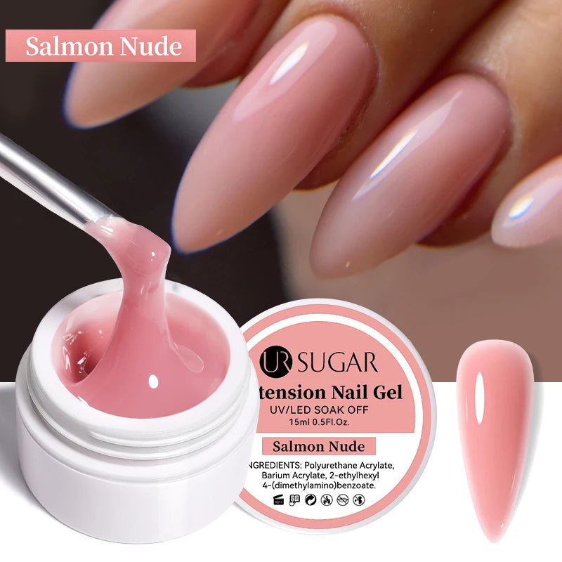 UR SUGAR 15ml Box Extension Nail Gel Jelly Pink White Clear UV Gel Hard Gel Extension Gel Nails Finger French Nail Art Manicure