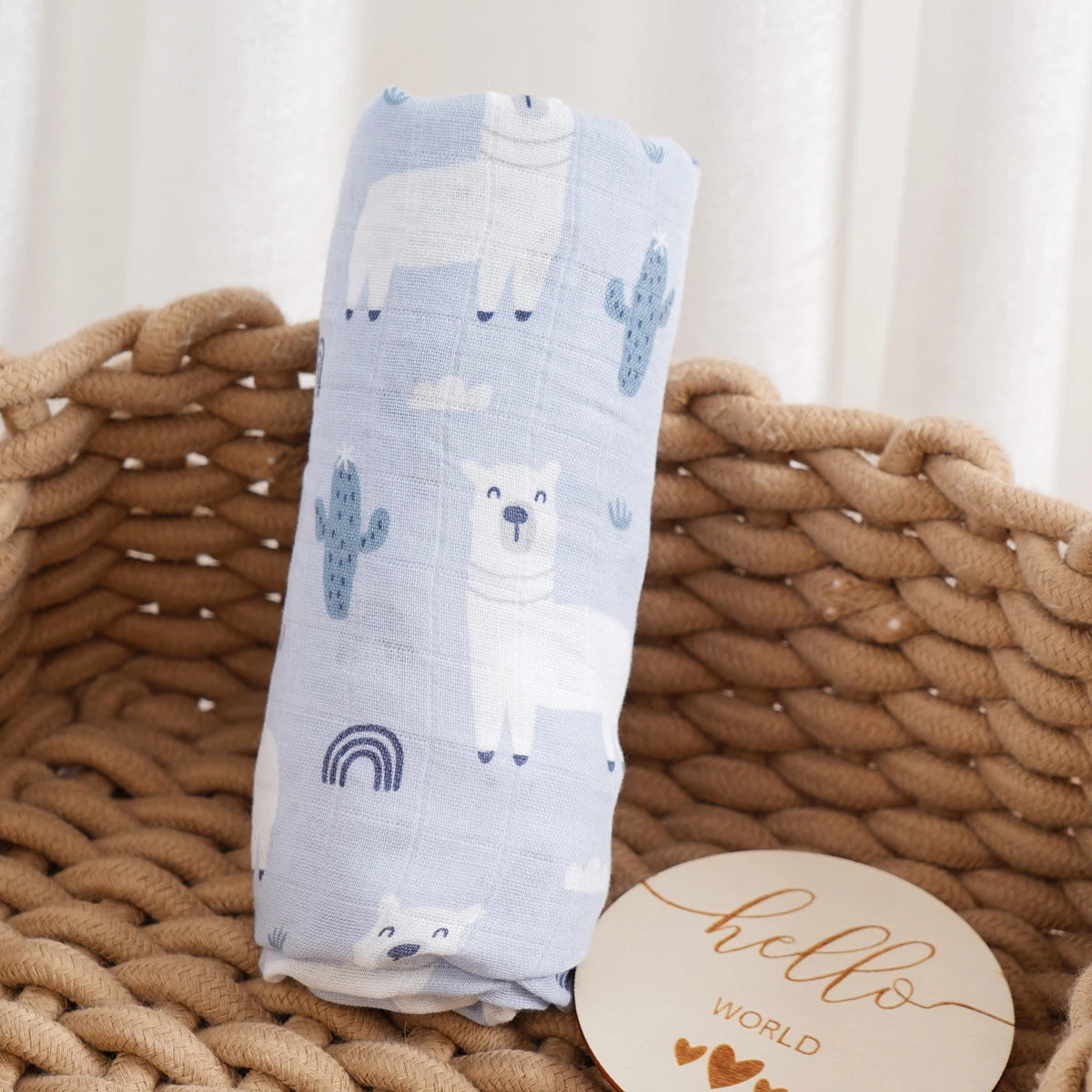 120x110cm Bamboo Cotton Baby Muslin Swaddle Blanket Cute Soft Print Baby Towel Wrap