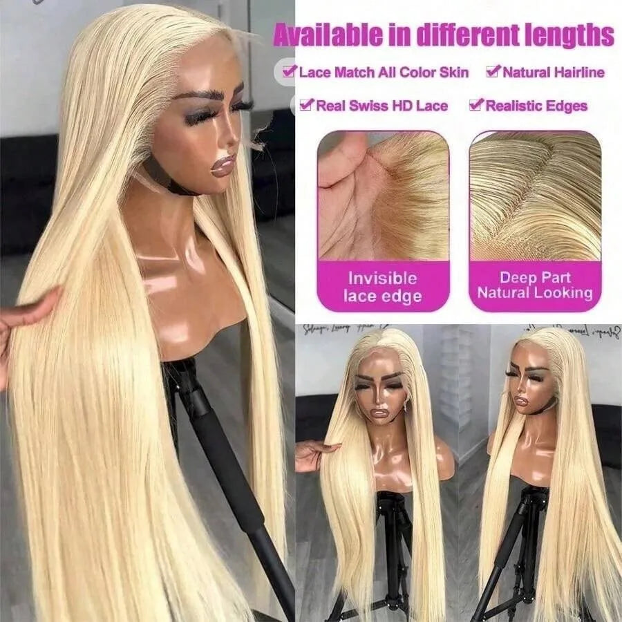 30 36 Inch 613 Straight Lace Front Wig Human Hair Blonde Real Human Hair Wig13x6 Hd Lace Frontal Wig Pre Plucked with Baby Hair