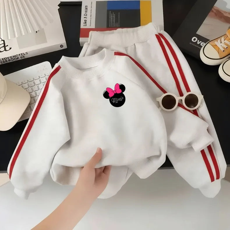 2026 Spring New Style Children's Clothing Sets Girls Minne Printed Casual Hoodies Long Pant Two Piece Kids Fashion Tracksuits