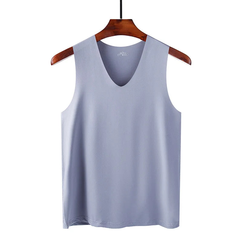 Men's Ice Silk Sleeveless Vest – Slim Fit Breathable Sports Fitness Undershirt