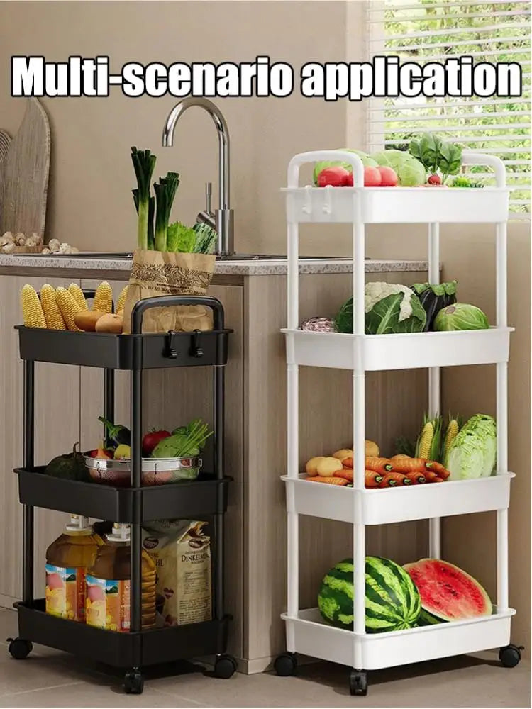 Multi-functional Household Trolley Kitchen Organizer Cart With Wheels Multi-Layer Bathroom Shelves Household Snacks Storage Rack