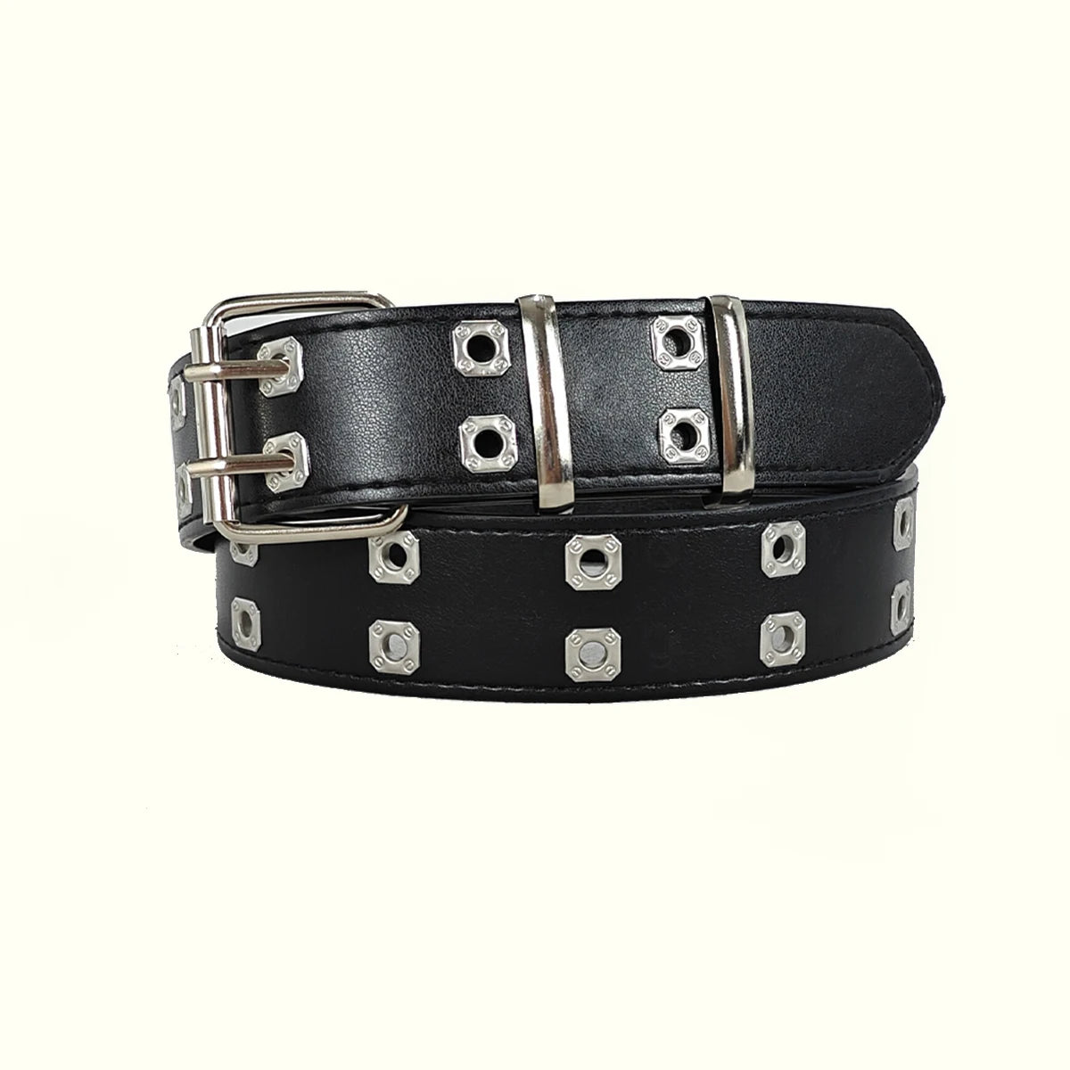 Retro Square Rivet Men's Belt With Three Row Needle Buckle Hip-Hop Rock Punk Y2k Style Jeans Belts For Women Goth Waistband