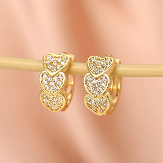 Gold Heart Hoop Earrings – Dazzling CZ Bridal & Wedding Jewellery