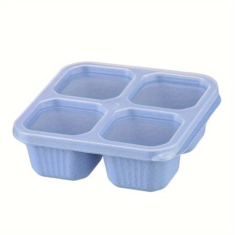 Premium Wheat Straw Bento Box - 4-Compartment Lunch Container with Clear Lid, Dishwasher Safe for School/Office/Travel