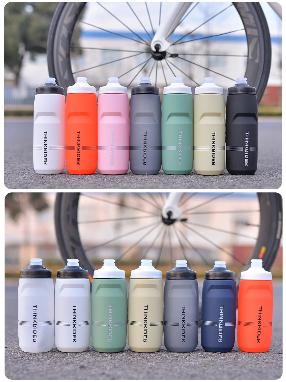 ThinkRider MTB Cycling Water Bottle – 620ml & 750ml Squeeze Sports Bottle