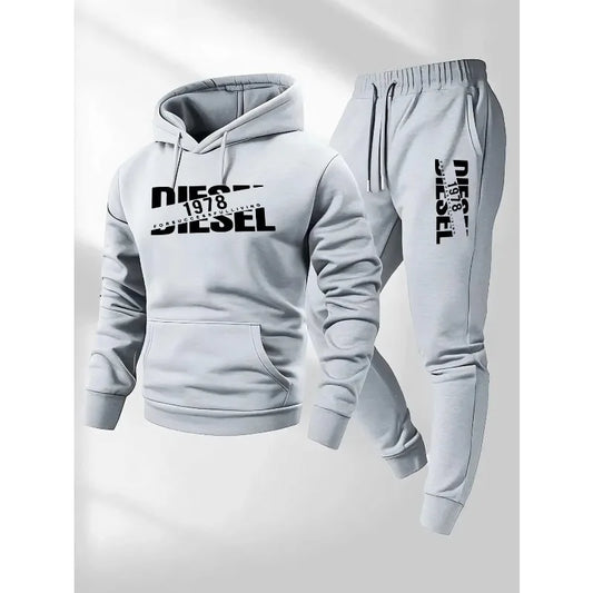 Men's Hooded Tracksuit Set – Casual Sportswear Hoodie & Pants Two-in-One
