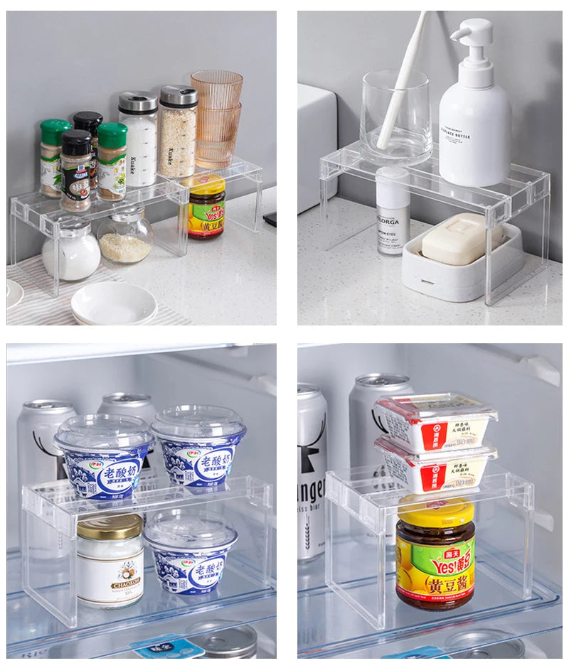 Fridge Storage Rack & Layered Separator Shelves – Transparent Space-Saving Organiser